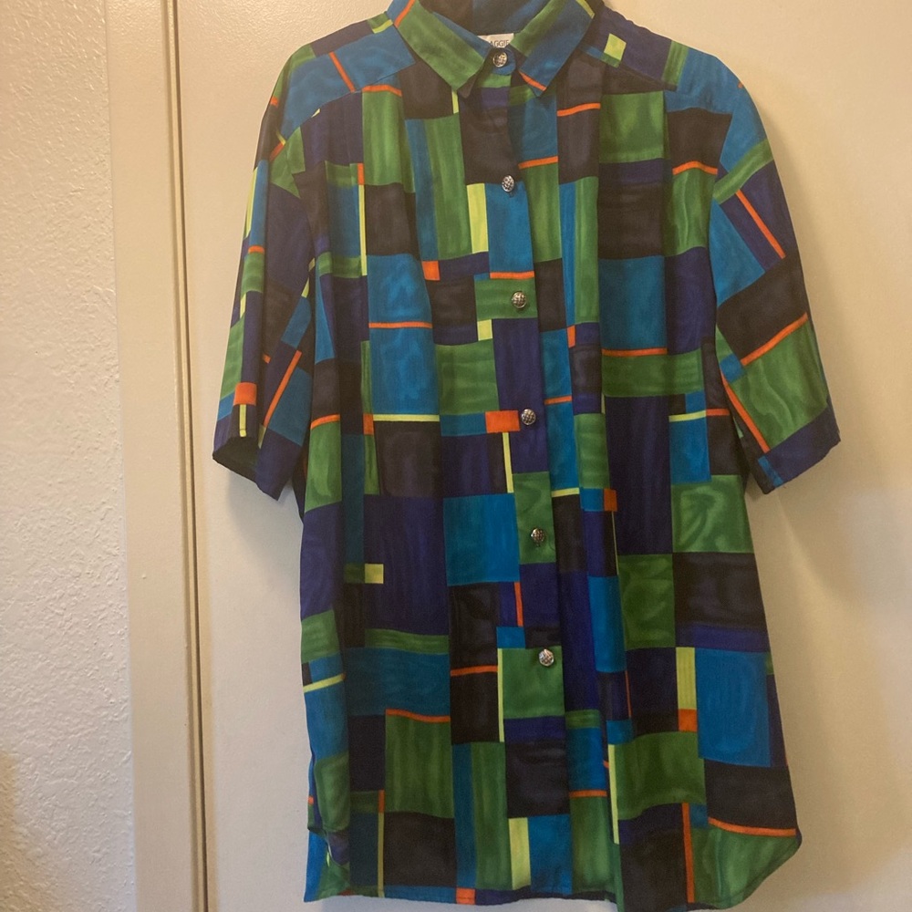 Vintage 🌷Colorful Geometric Women's Top Size Large